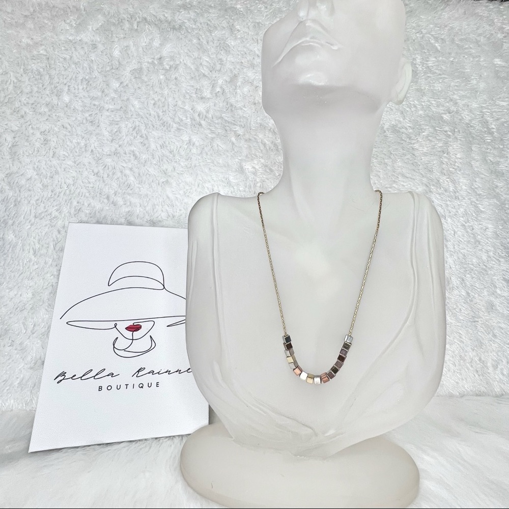 Three-Tone Pendants Gold-Plated Costume Necklace